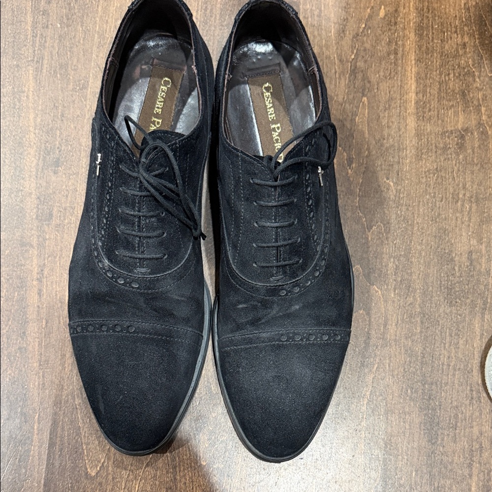 Cesare Paciotti Classic Black Suede Oxfords